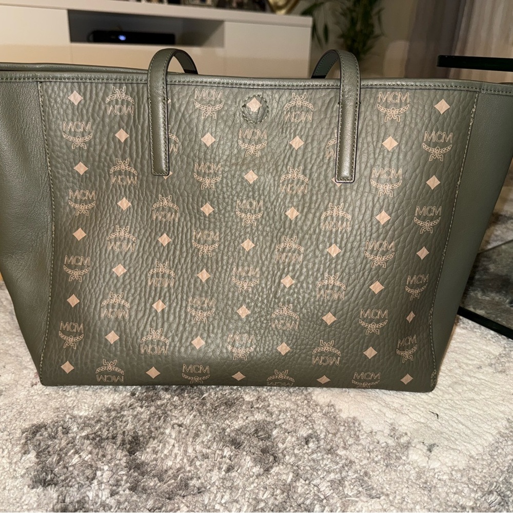 MCM Khaki and Beige Patterned Tote